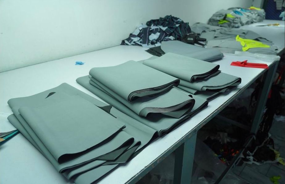 Cut fabric panels ready for assembly